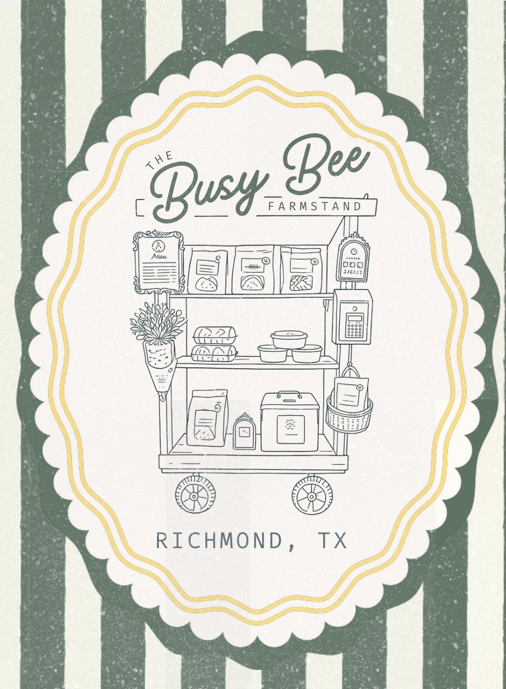 The Busy Bee Farmstand illustrated brand poster